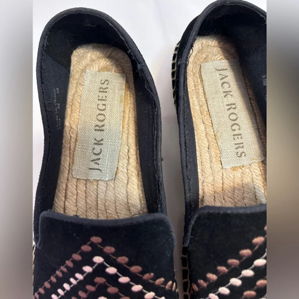 Jack Rogers Luna Suede Embroidered Detail Slip On Espadrilles Women Size 9.5